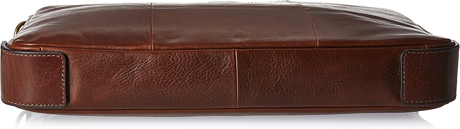 Fossil Men's Haskell Leather Double Zip Briefcase Messenger Laptop Bag， Cognac ， (Model: MBG9342222) - Image 4